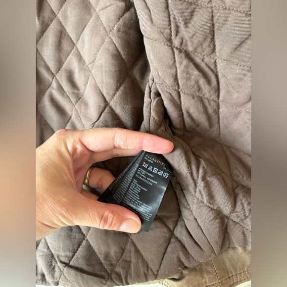 AllSaints Lamb Leather Biker Jacket Natural Pointed Collar Padded Inside US 10 - Picture 10 of 16